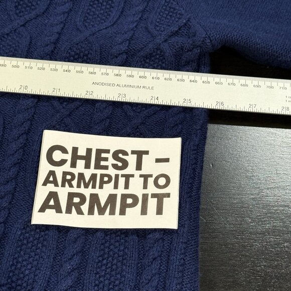 St Johns Bay Size XXL Blue Cable Knit Wool Blend Shawl Mens Cardigan Sweater - Picture 8 of 9